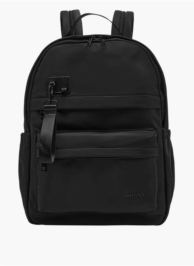 ميسي Solid Backpack with Adjustable Straps and Zip Closure