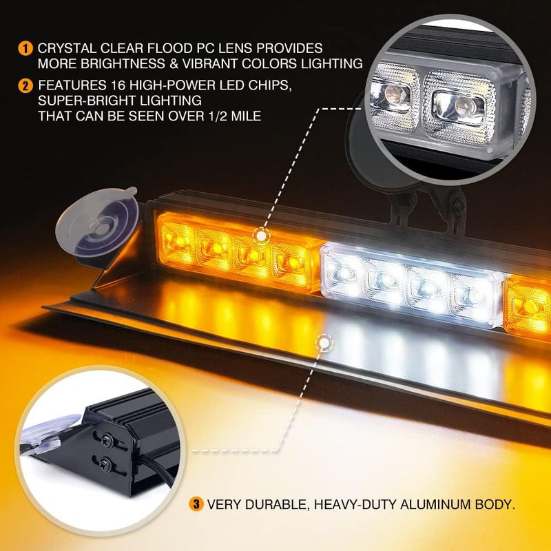 Xprite Amber LED Strobe Light Bar for Vehicles - Image 3