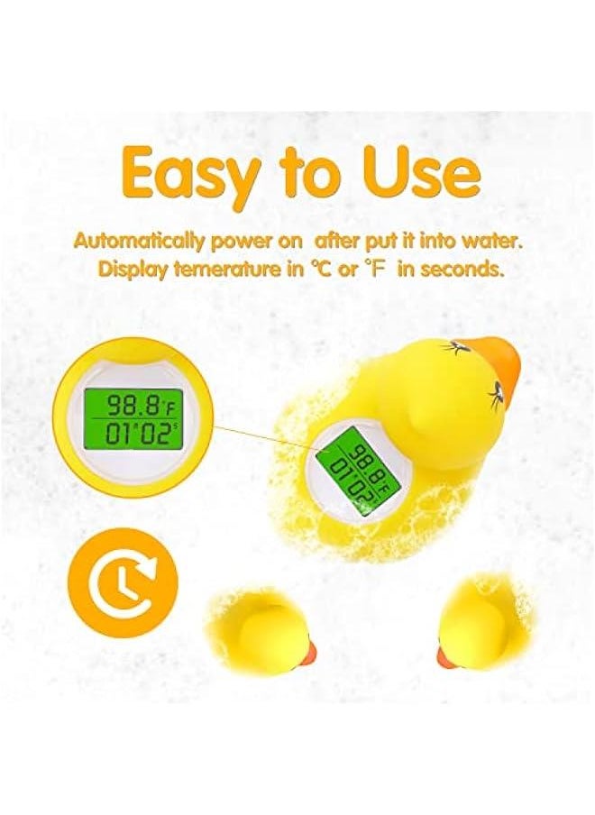 Duck Bath Thermometer, Baby Safety Water Thermometer for Bathtub, Digital Room Thermometer with LED Display Temperature Warning, Ducky Floating Toy for Infants Newborn Babies