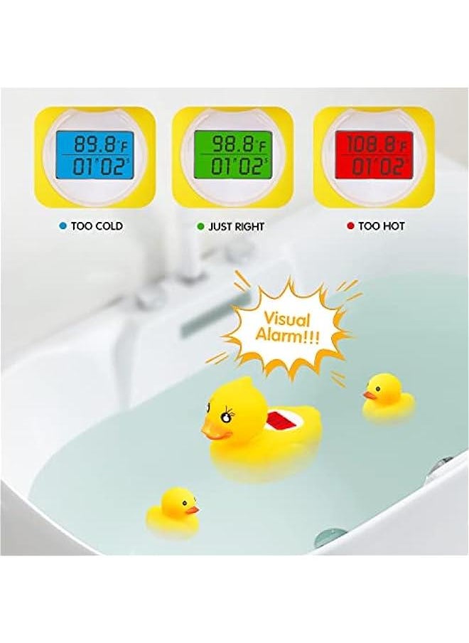 Duck Bath Thermometer, Baby Safety Water Thermometer for Bathtub, Digital Room Thermometer with LED Display Temperature Warning, Ducky Floating Toy for Infants Newborn Babies
