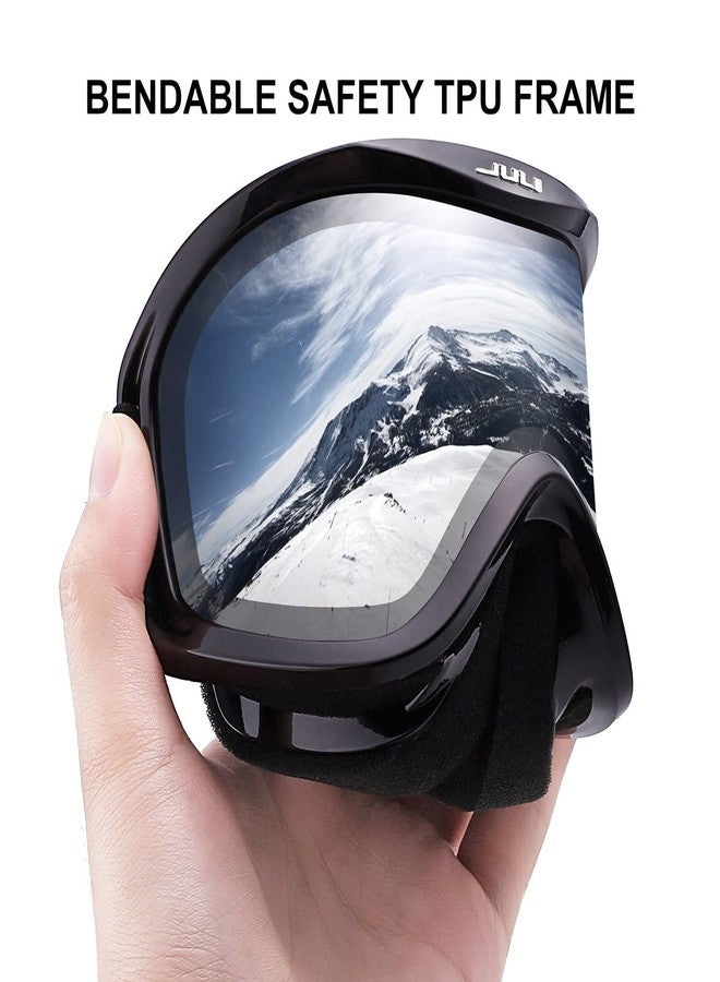 JULI Eyewear Juli Kids Ski Goggles,Snow Snowboard Goggles Boy Girl Snowmobile Skiing Skating Age 3-8 (Black Frame/Silver Lens) - Image 3