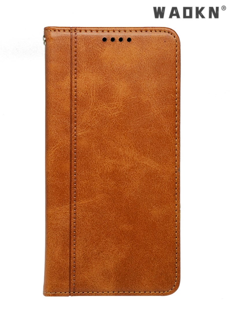WAOKN Samsung Galaxy A55 5G Wallet Case 6.6 Inch, Leather Wallet Phone Case,PU Leather Flip Folio Phone Case with Card Holders RFID Blocking Kickstand [Shockproof TPU Inner Shell] (Brown)  - Image 5