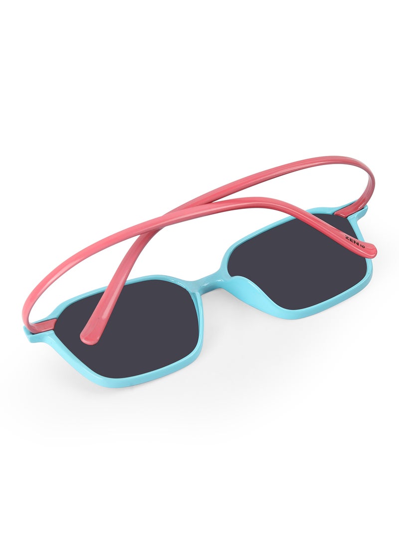 Woggles Stylish Pink & Blue Square Kids Sunglasses - Image 2