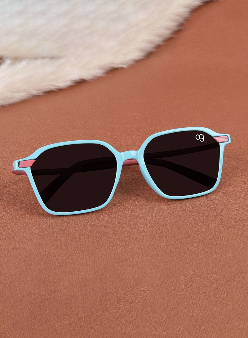 Woggles Stylish Pink & Blue Square Kids Sunglasses - Image 1