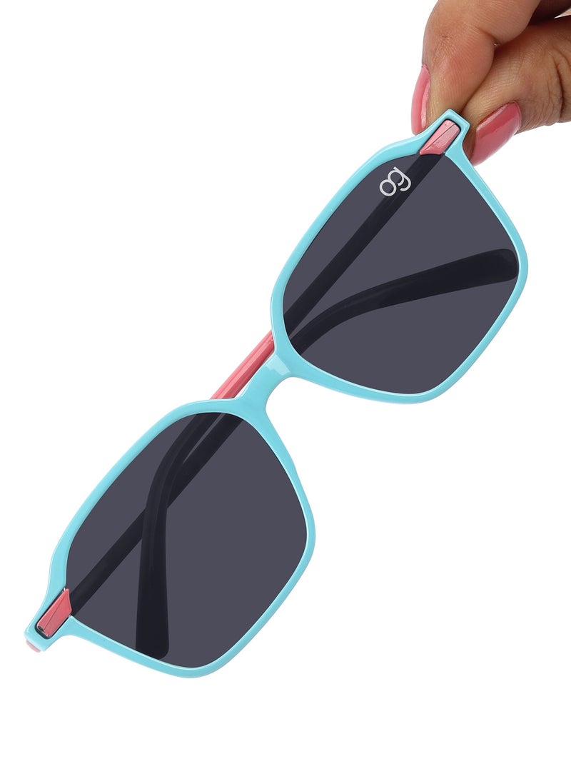 Woggles Stylish Pink & Blue Square Kids Sunglasses - Image 3