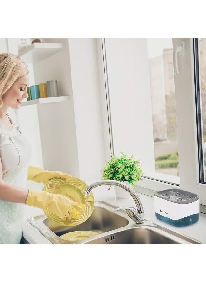 2-in-1 Soap Pump Dispenser and Sponge Holder - 350ml Large Capacity, BPA-Free BPA-Free ABS, One-Handed Operation Dish Soap Caddy - Image 2