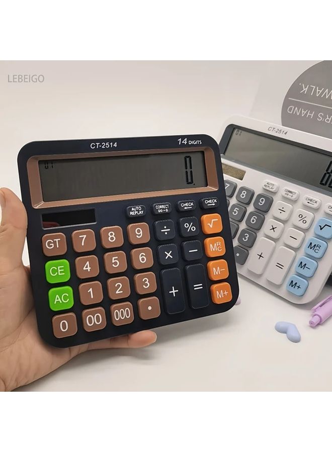 Black 14 Digit Desktop Calculator Large Display Solar Battery Office Finance - Image 4