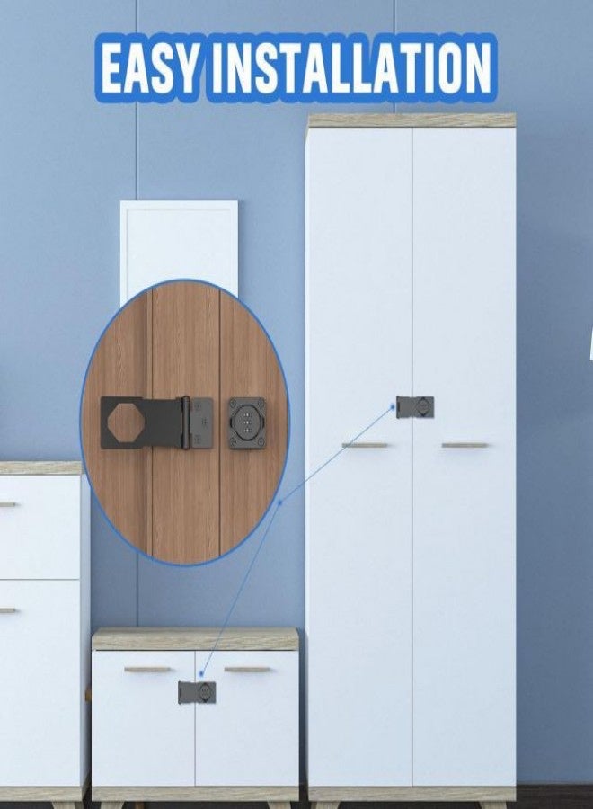 Household Cabinet Password Locks with  Screws and Viscose, No Punching Anti-Theft 3 Digit Combination Lock, Keyless Sliding Door Lock Privacy Locks for Closet Drawer File Cabinet. - Image 2