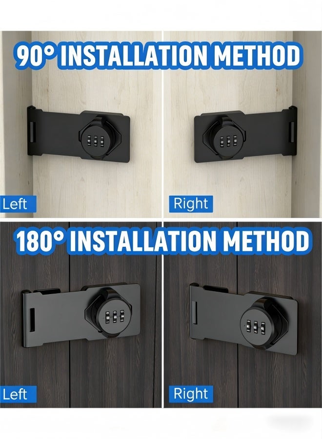 Household Cabinet Password Locks with  Screws and Viscose, No Punching Anti-Theft 3 Digit Combination Lock, Keyless Sliding Door Lock Privacy Locks for Closet Drawer File Cabinet. - Image 3