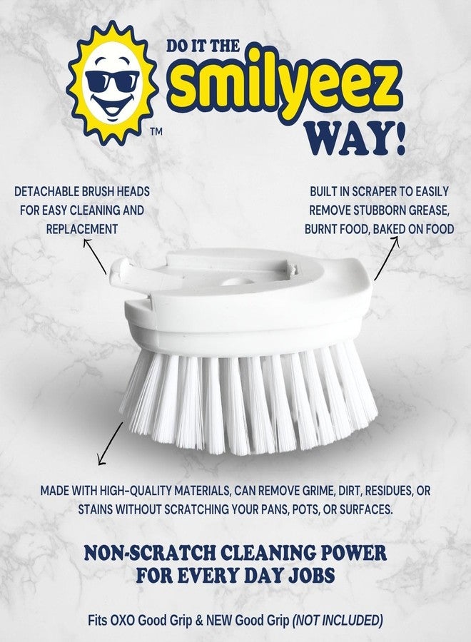 Smilyeez رؤوس فرشاة غسيل الأطباق البديلة من سمايليز لأوكسو، عبوة من 4 قطع، سهلة التركيب، رؤوس بديلة لفرشاة غسيل الأطباق، رؤوس بديلة لفرشاة أوكسو - Image 5