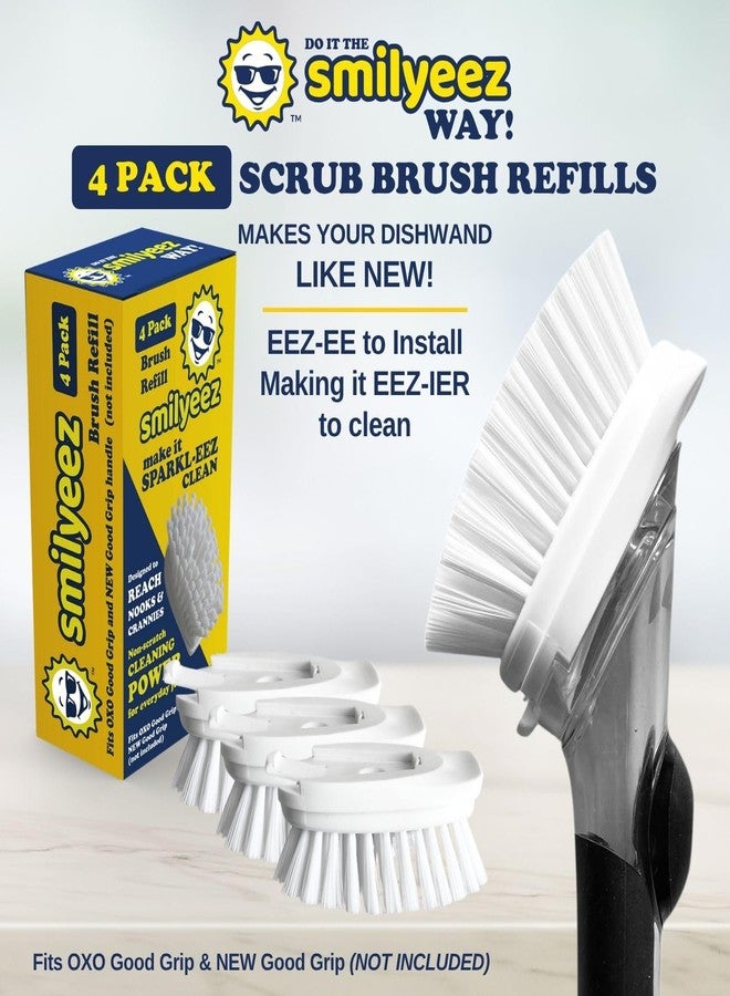 Smilyeez رؤوس فرشاة غسيل الأطباق البديلة من سمايليز لأوكسو، عبوة من 4 قطع، سهلة التركيب، رؤوس بديلة لفرشاة غسيل الأطباق، رؤوس بديلة لفرشاة أوكسو - Image 2