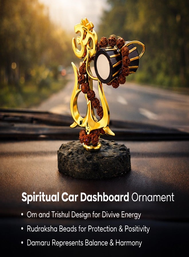 Dharmsaar Shiv Trishul with Damru & Rudraksha (4.3 Inch) | Mahakal Trishul Car Dashboard Idol | Lord Shiva Trishul Showpiece for Home, Office & Puja Room Decor - Image 4