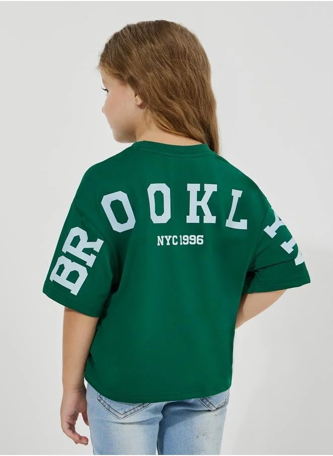 Styli Brooklyn Print Boxy Crop T-Shirt