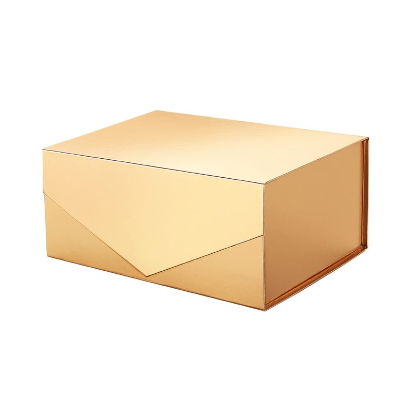 PACKHOME Gift Box 9x65x38 Inches Rectangle Collapsible Box with Magnetic Lid for Gift Packaging Glossy Gold