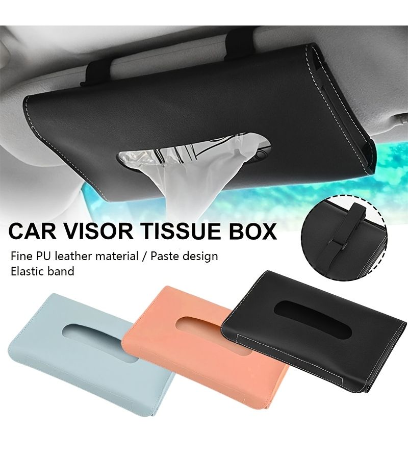 Pink Car Sun Visor Tissue Box Holder Auto Interior Mask Storage Box Universal Car Accessories - Image 1