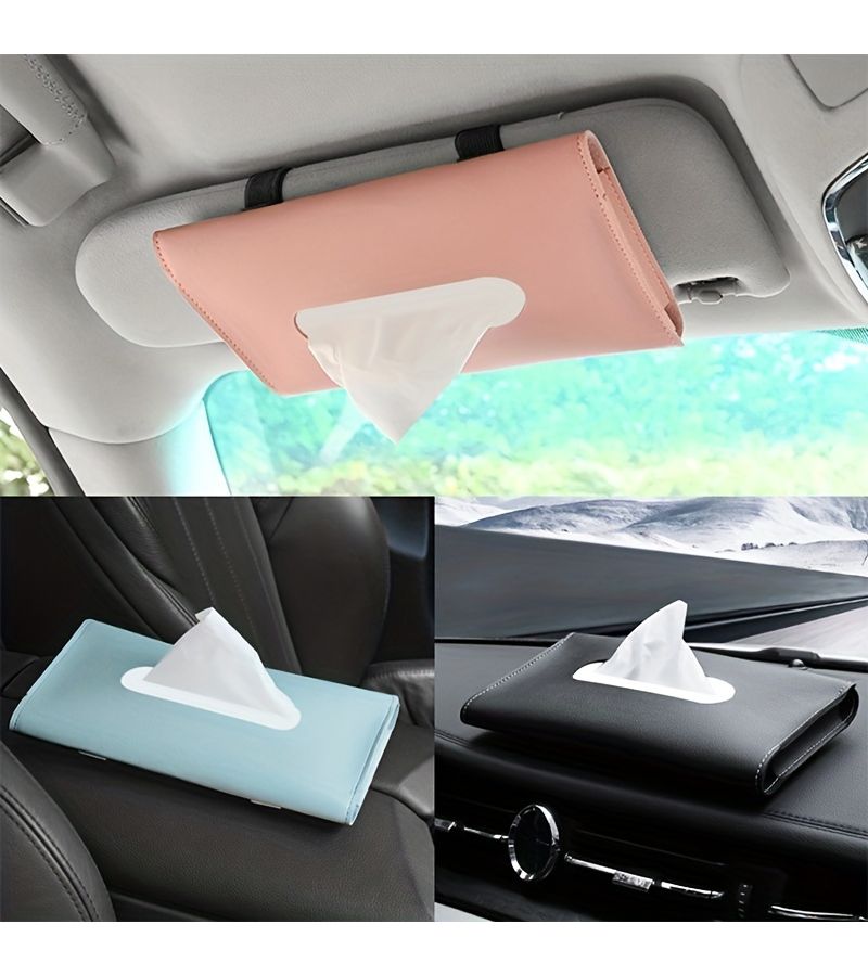Pink Car Sun Visor Tissue Box Holder Auto Interior Mask Storage Box Universal Car Accessories - Image 4