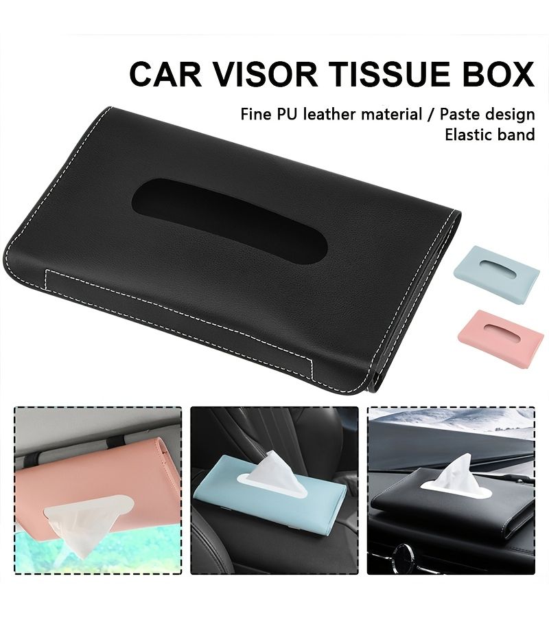Pink Car Sun Visor Tissue Box Holder Auto Interior Mask Storage Box Universal Car Accessories - Image 3