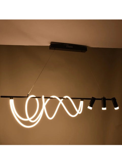 Line design pendant light with LED wave illumination