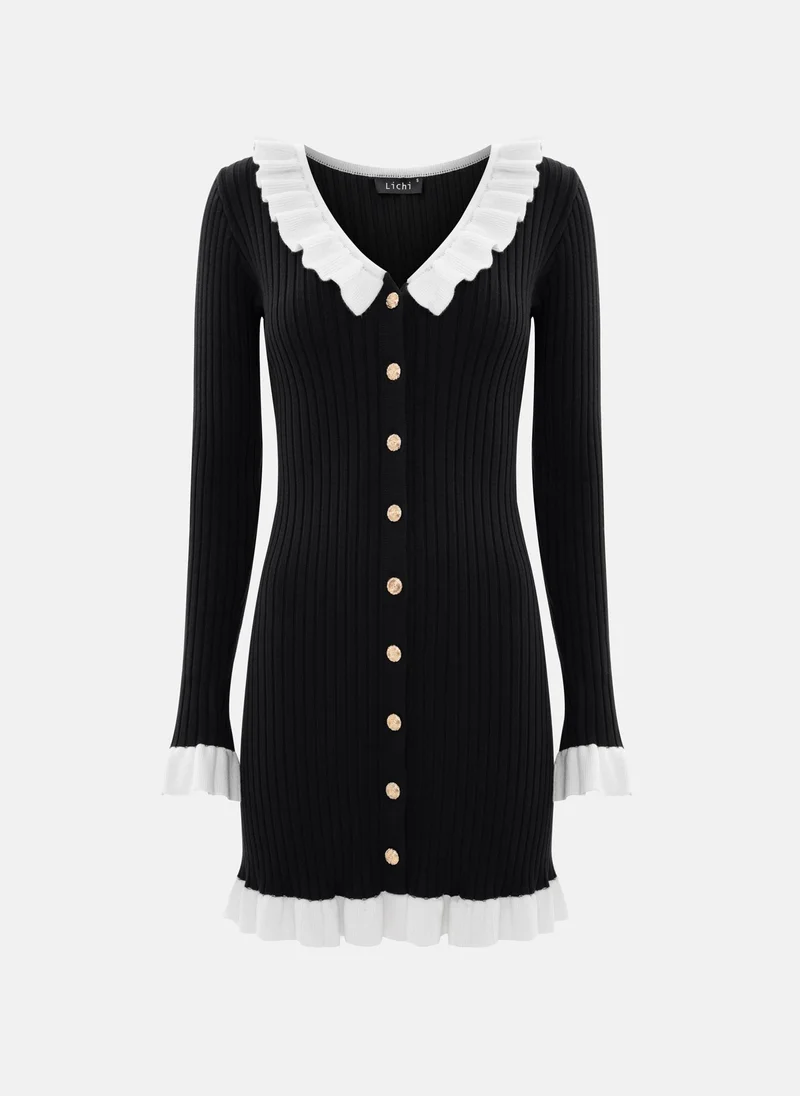 ليتشي فستان جيرسي قصير مع حشوات متباينة