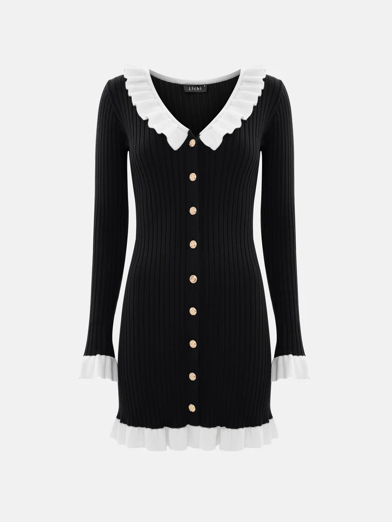 Lichi Mini jersey dress with contrasting inserts