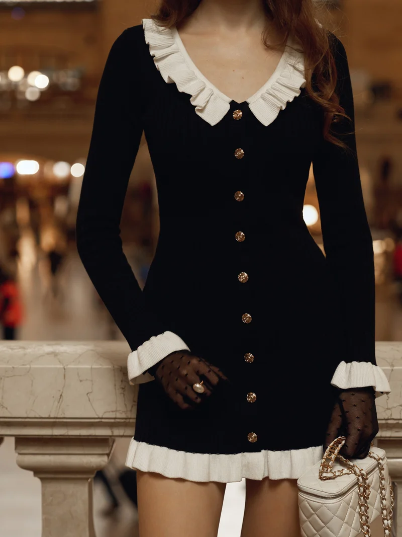 Lichi Mini jersey dress with contrasting inserts