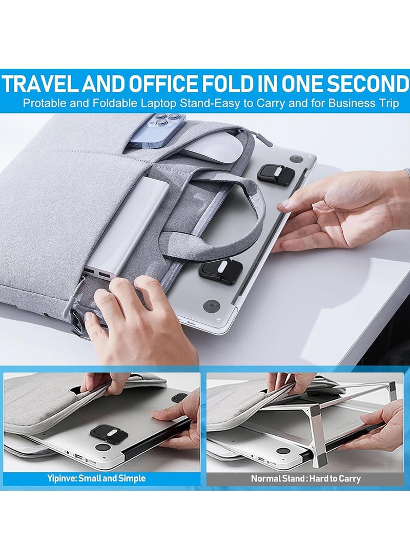 أو أوزون 2 PCS Portable Invisible Laptop Stand, Self-Adhesive Aluminum Laptop Riser with Cooling Feet, Foldable Ergonomic Kickstand for MacBook, Notebook, Tablet & 12–17 Inch Laptops, Black - Image 5