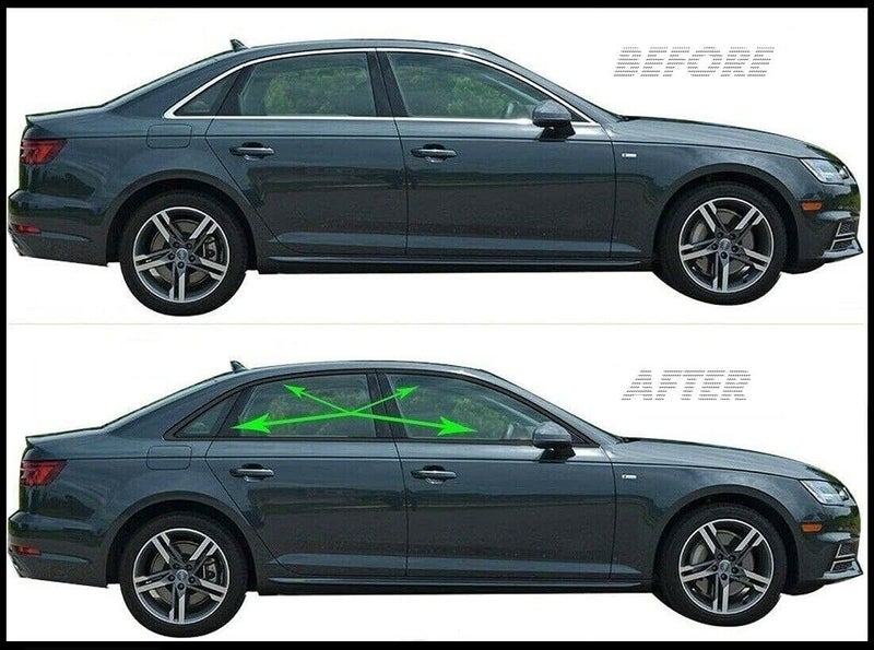 SlickMod Chrome Delete Blackout Vinyl Overlay for 2016-2021 Audi A4 S4 Window Trim (Gloss Black) - Image 1