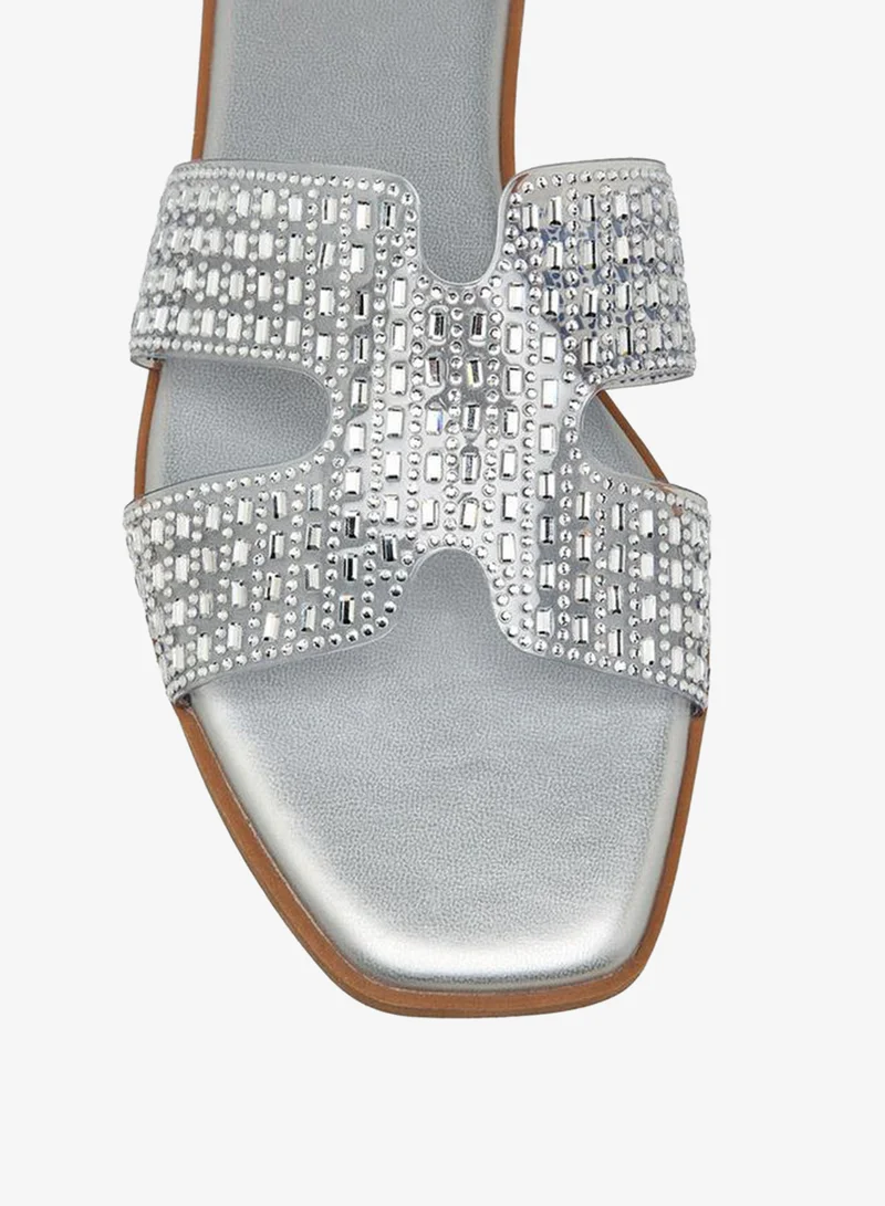 Paprika SILVER Women Embellished Slip-On Flat Sandals Ramadan Collection for Women | Best Price UAE