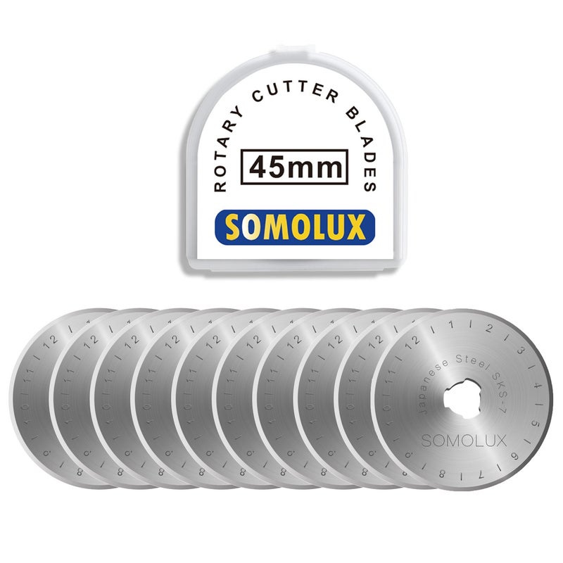 SOMOLUX Rotary Cutter Blades 45mm 10 Pack Refill Fits OLFADAFATruecut Replacement Quilting Scrapbooking Sewing Arts CraftsSharp and Durable