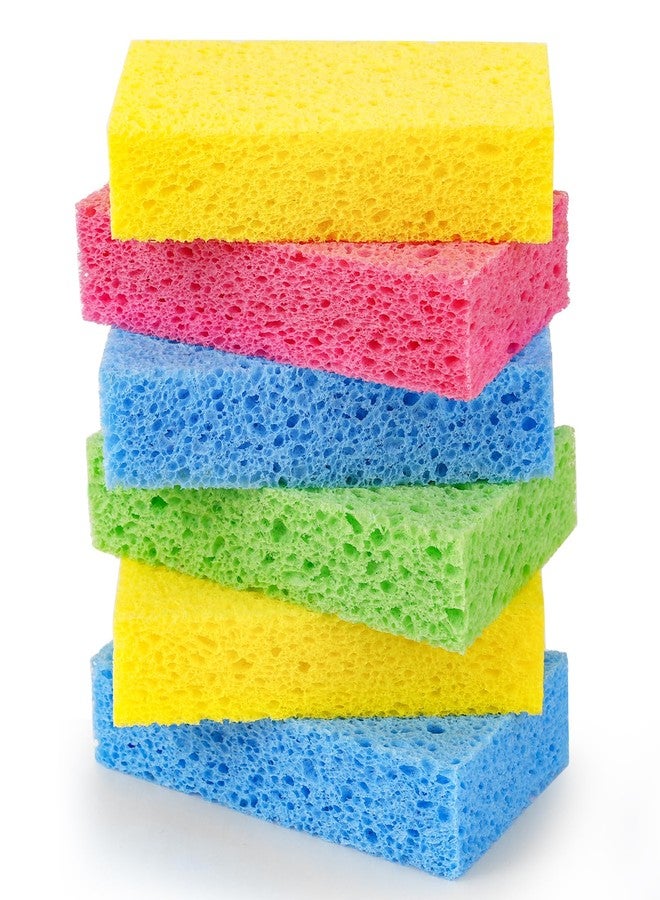 Temede Cellulose Sponges,Heavy Duty Scrub Sponges,Non-Scratch Kitchen Sponges for Dish,Colorful Compressed Dish Scrubber Sponge for Household,Cookware,Bathroom,6pcs - Image 1