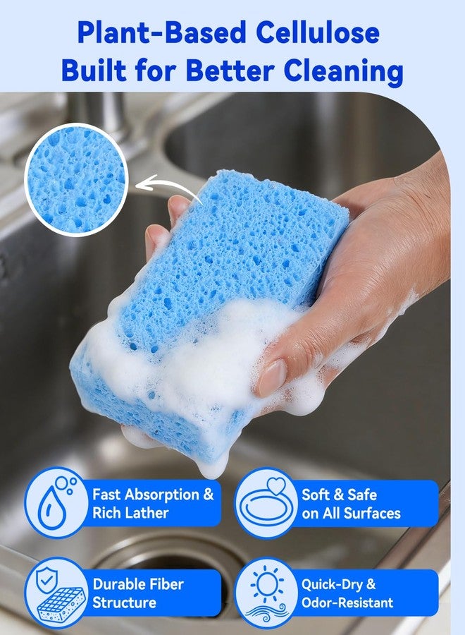 Temede Cellulose Sponges,Heavy Duty Scrub Sponges,Non-Scratch Kitchen Sponges for Dish,Colorful Compressed Dish Scrubber Sponge for Household,Cookware,Bathroom,6pcs - Image 3