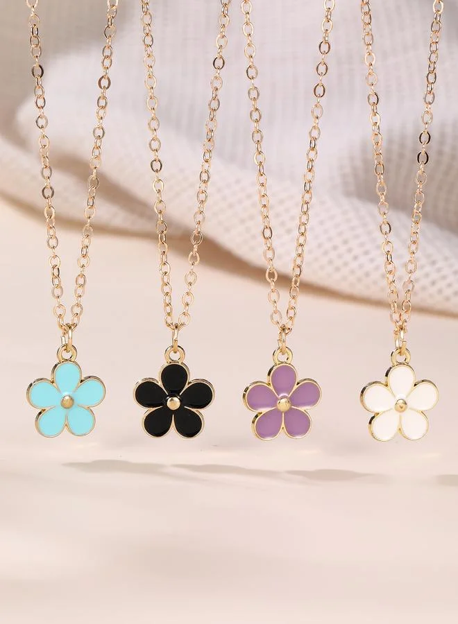 Girls Multi-Color Flower Pendant Necklaces