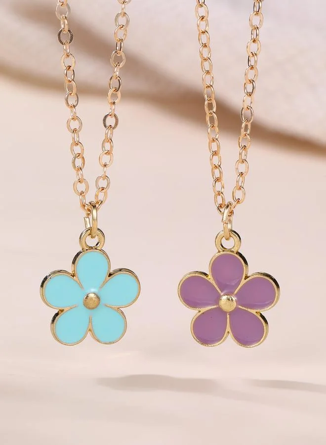 Take Two  Girls Multi-Color Flower Pendant Necklaces for Women | Best Price UAE