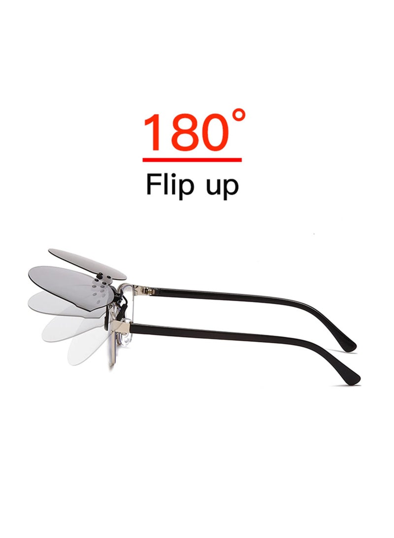 Zikra Polarized Clip-on Frameless Sunglasses, Anti-Glare UV400 Protection Flip Up Rimless Lens for Men Women for Driving Outdoor Sport Fishing rainy foggy - Image 3