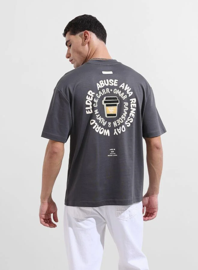 شركة المرآب الهندية Men Relaxed Fit Embroidered Crew Neck Half Sleeves T-Shirt