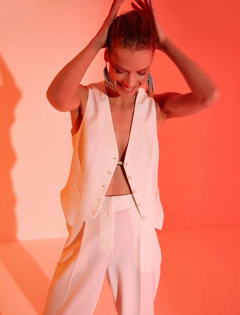 KOTON Melis Ağazat X Koton - V Neck Vests