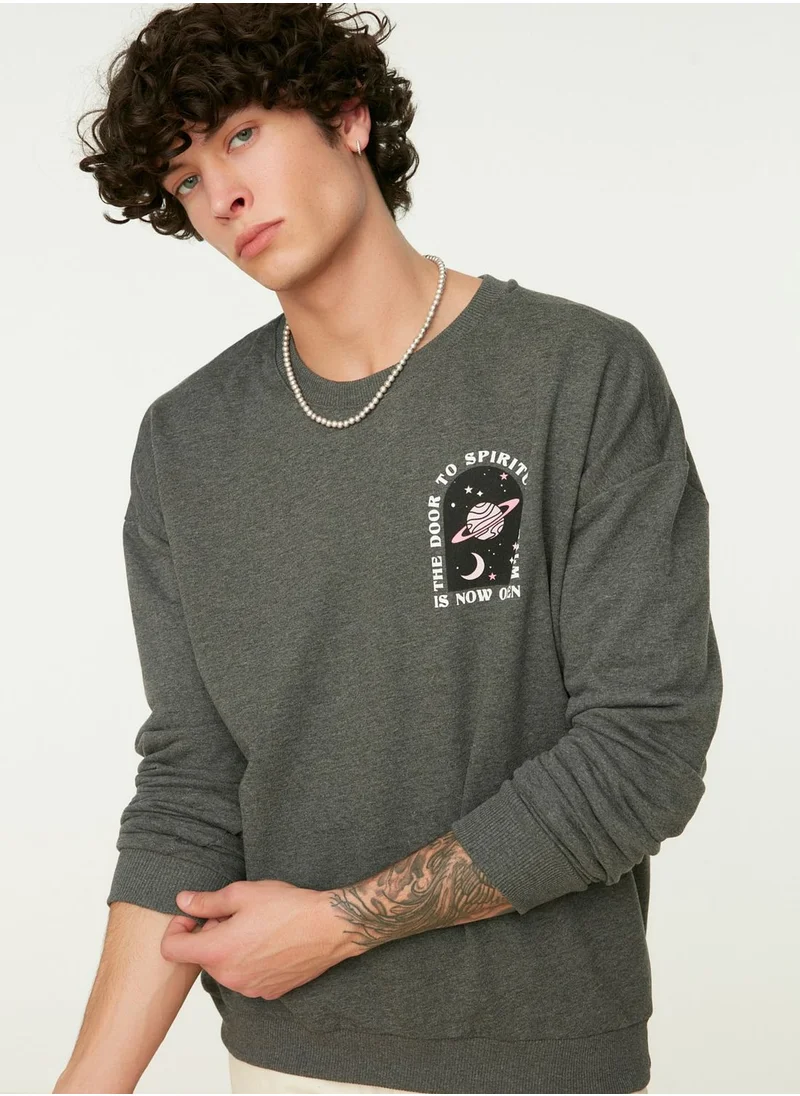 trendyol Back Print Oversize Sweatshirt