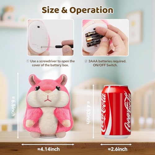 SANJOIN Toddler Toys for Ages 24 Easter Basket Stuffers Talking Hamster Repeats What You SayEaster Gifts for Kids Interactive Plush Toy for Boys Girls for 2 3 4 5 6 8Year Old Birthday Gift Pink - Image 5