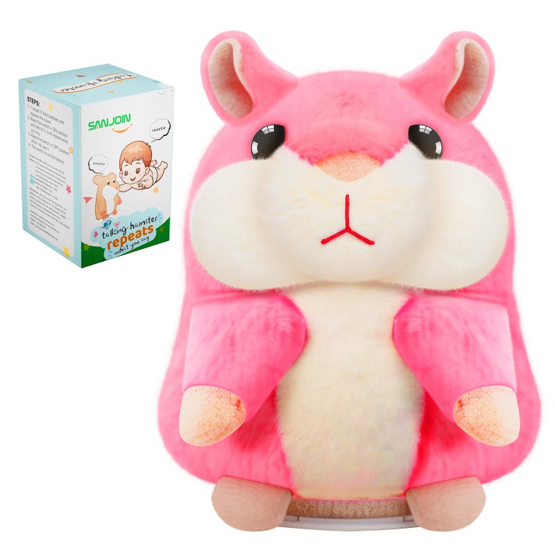 SANJOIN Toddler Toys for Ages 24 Easter Basket Stuffers Talking Hamster Repeats What You SayEaster Gifts for Kids Interactive Plush Toy for Boys Girls for 2 3 4 5 6 8Year Old Birthday Gift Pink - Image 3