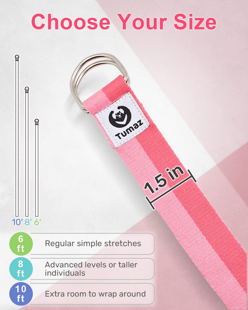 Tumaz Yoga Strap/Stretch Bands [15+ Colors, 6/8/10 Feet Options] with Extra Safe Adjustable D-Ring Buckle, Durable and Comfy Delicate Texture - Best for Daily Stretching, Physical Therapy, Fitness - Image 5