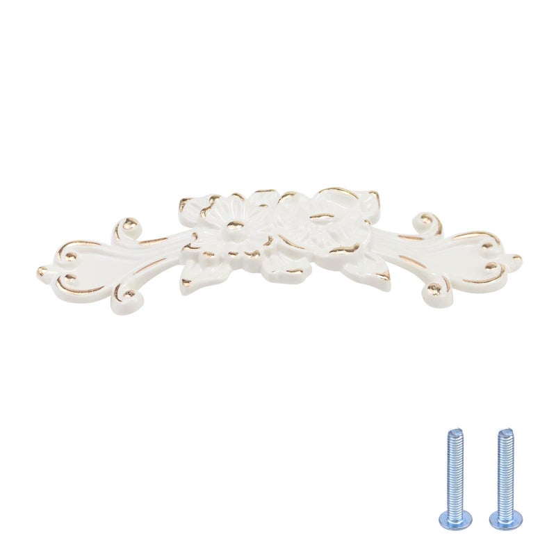 Pastlla 6Pcs European Rose Cabinet Pull Handles Decorative Pastoral European Style Handle Pull Vintage Flower Drawer Pull Vanity Nightstand Cupboard Knob Wardrobe Pull Handles  Zinc Alloy  3.78"" - Image 3