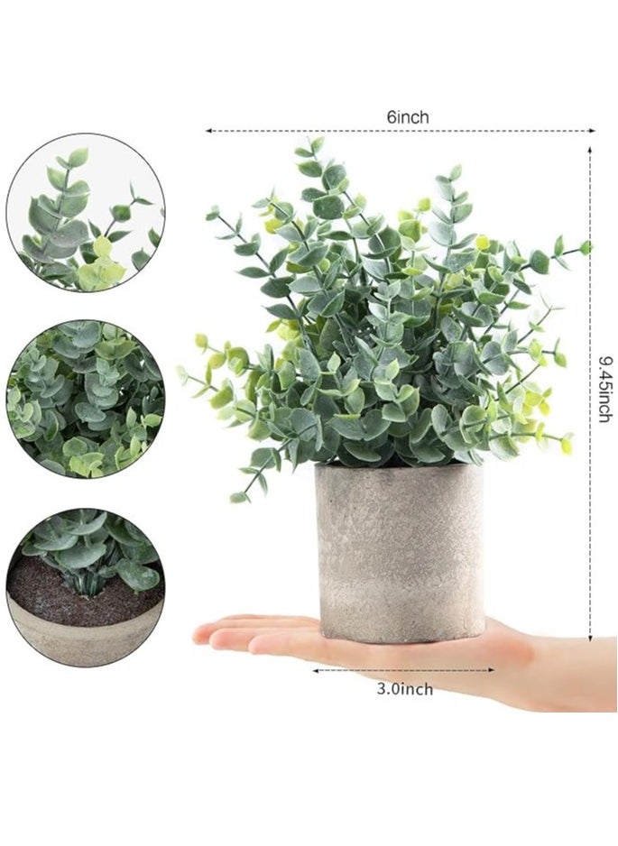 LIMOS 2 Pack Small Fake Plants Eucalyptus Potted Artificial Plants for Shelf Desk Home Bathroom Farmhouse Room Coffee Table Decor (Sage Green)  - Image 4