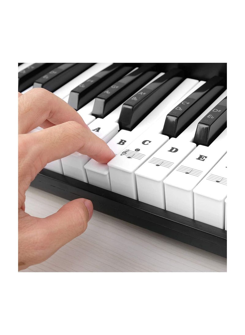 Mike Music Piano Stickers for Keys - Removable Piano Key Stickers for 88/61/54/49/37 Keyboards Full Set Black and White Key Music Note Stickers for Adult and Kids Beginners (88/61/54/49 key, Black)