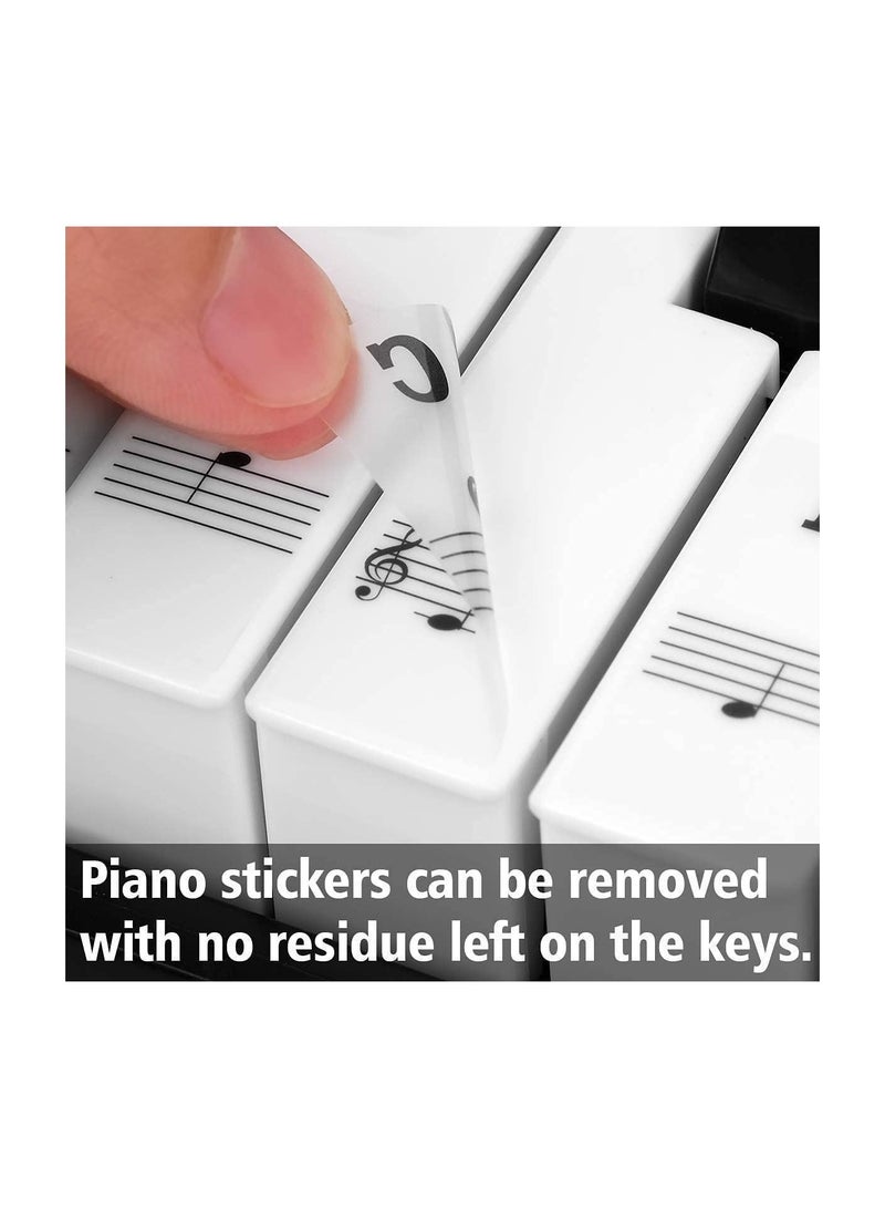 Mike Music Piano Stickers for Keys - Removable Piano Key Stickers for 88/61/54/49/37 Keyboards Full Set Black and White Key Music Note Stickers for Adult and Kids Beginners (88/61/54/49 key, Black)