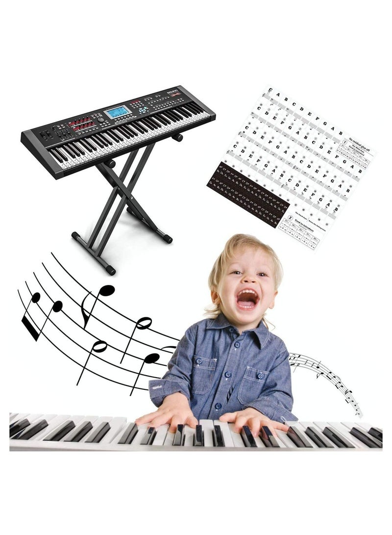 Mike Music Piano Stickers for Keys - Removable Piano Key Stickers for 88/61/54/49/37 Keyboards Full Set Black and White Key Music Note Stickers for Adult and Kids Beginners (88/61/54/49 key, Black)