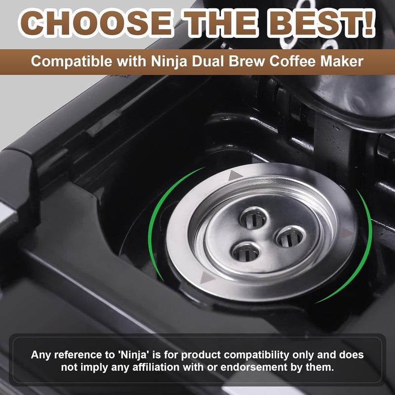 brikinte Reusable Pods for Ninja Dual Brew Coffee Maker, Stainless Steel Reusable K Pod Permanent K Cups Filters Coffee Accessories Compatible with Ninja Coffee Maker Filter Ninja CFP201&CFP301 DualBrew All environment compatible - Image 3