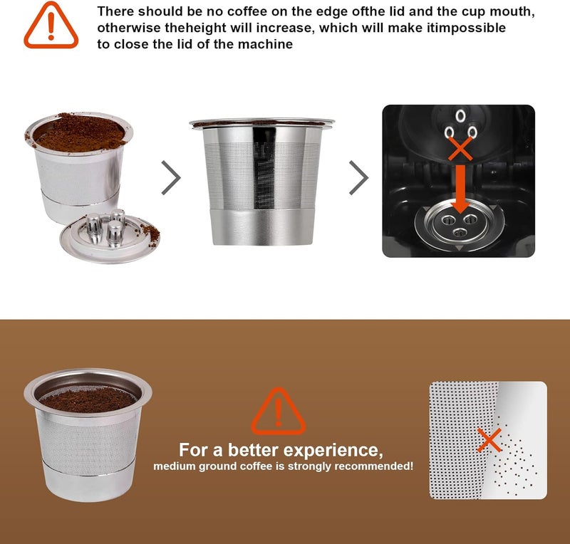 brikinte Reusable Pods for Ninja Dual Brew Coffee Maker, Stainless Steel Reusable K Pod Permanent K Cups Filters Coffee Accessories Compatible with Ninja Coffee Maker Filter Ninja CFP201&CFP301 DualBrew All environment compatible - Image 4