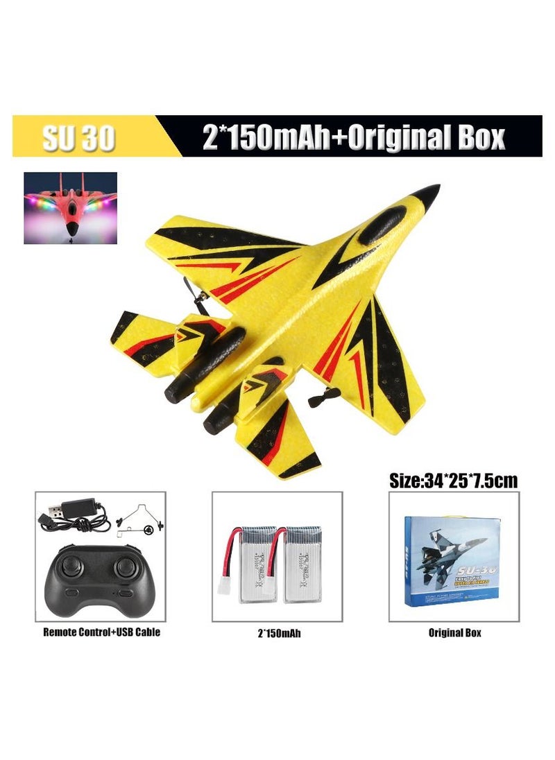 AROAQ RC Foam Aircraft Remote Control Airplane Foam Toys for Children SU30 Yellow  - Image 1