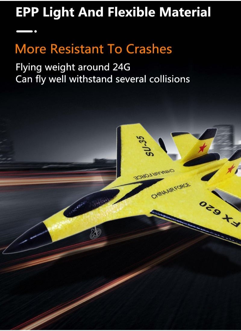 AROAQ RC Foam Aircraft Remote Control Airplane Foam Toys for Children SU30 Yellow  - Image 4
