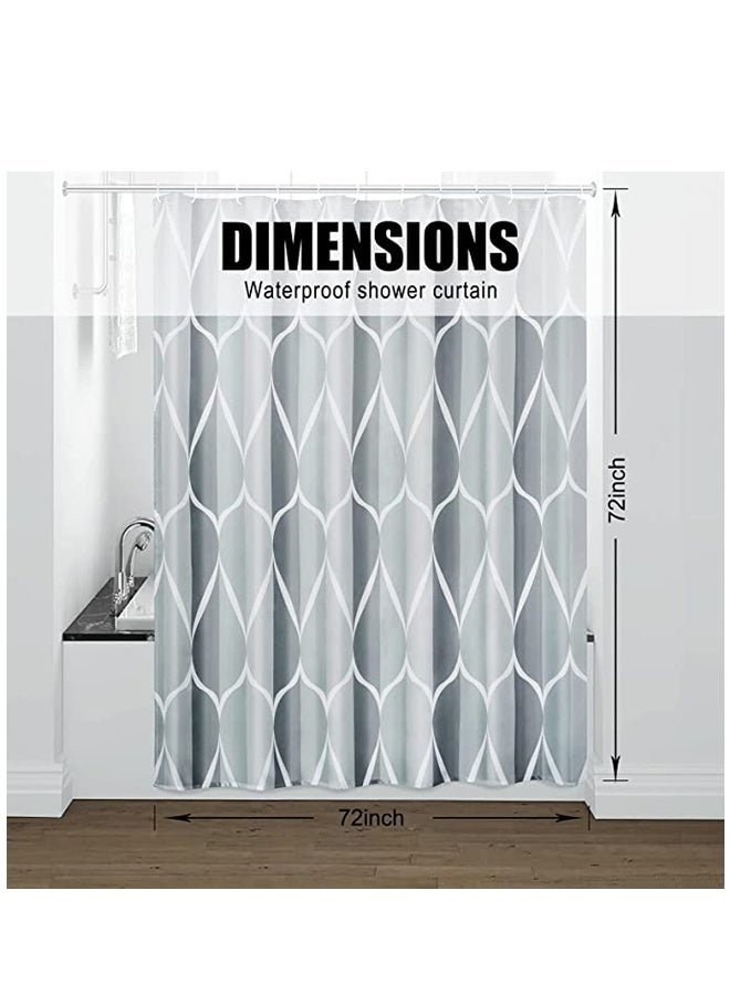 Grey Fabric Shower Curtain, Waterproof Design and Polyester, Shower Curtains Set for Bathroom W 72 x H 72, Durable and Washable with 12 Hooks - Image 5